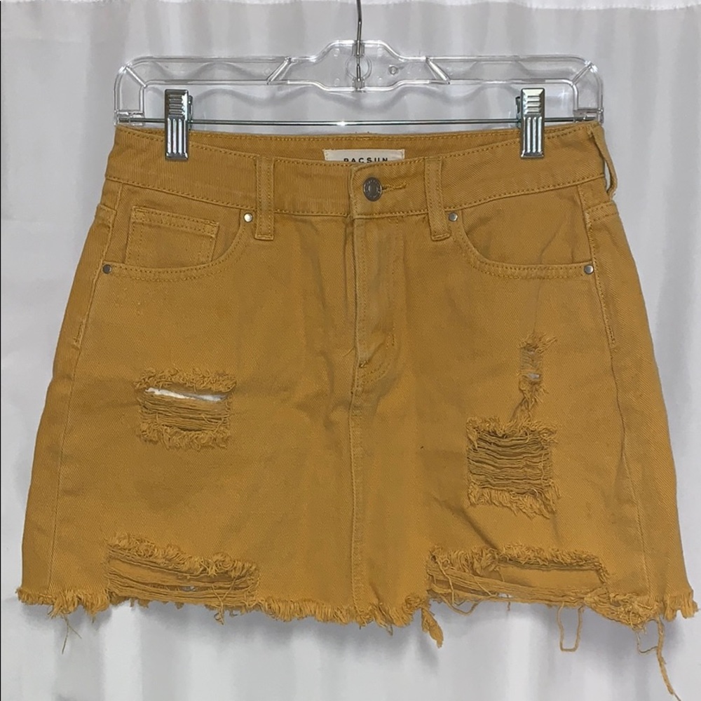Mustard jean skirt